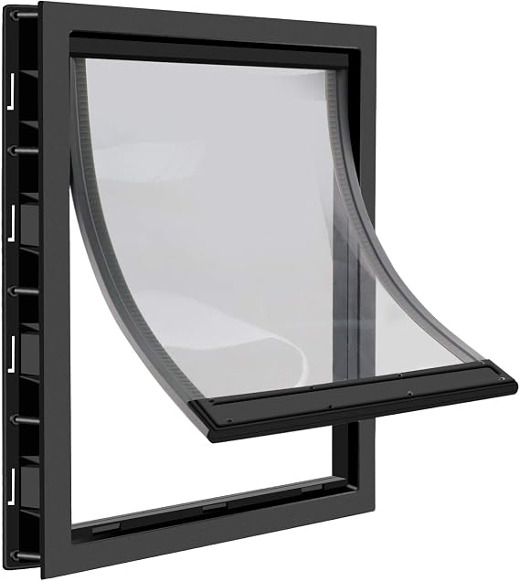 CEESC Medium Dog Door, Mag Flap & Closing Panel, Black, Up to 20 lbs