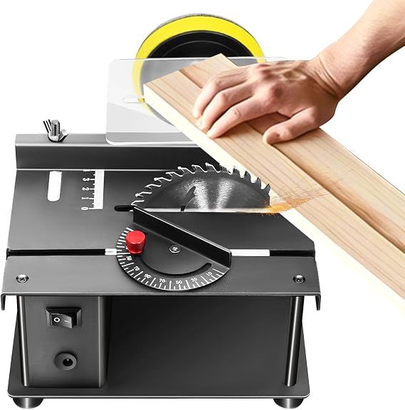 Mini Table Saw, 200W 8500RPM, Small Desktop Multi-Functional Cutting Bench for Precision Cut Metal Miniature Wood Plastic Acrylic
