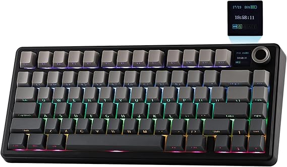 EPOMAKER X AULA F75 MAX Tri-Mode Wireless Gaming Keyboard with TFT Screen, Knob, Hot-Swap Support, 2.4GHz/Type-C/BT5.0, Creamy Gasket, for PC/Mac/Office/Gaming, FCC Certified Black Gradient