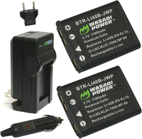 Wasabi Power Battery (2-Pack) and Charger for Kodak KLIC-7006, LB-012 and Kodak PIXPRO FZ55, FZ53