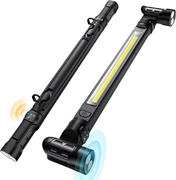 Work LightAUTO ON/Off 3000LM LED Magnetic Work Light Bar 5200mAh Under Hood Working Light with Hooks, Portable Rechargeable Cordless Job Site Lighting for Mechanic/Car Repairing/Garage-Black