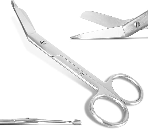 Safety First Aid Group Stainless Steel Lister Scissors 14cm – Angled Medical Scissors for First Aid, Bandage and Clothing Removal