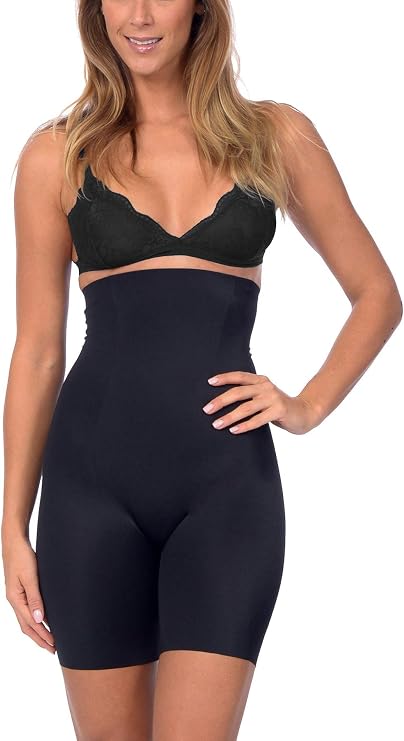 Body Beautiful Extra High Waist Boy Short Shaper with Targeted Front Panel Black Medium