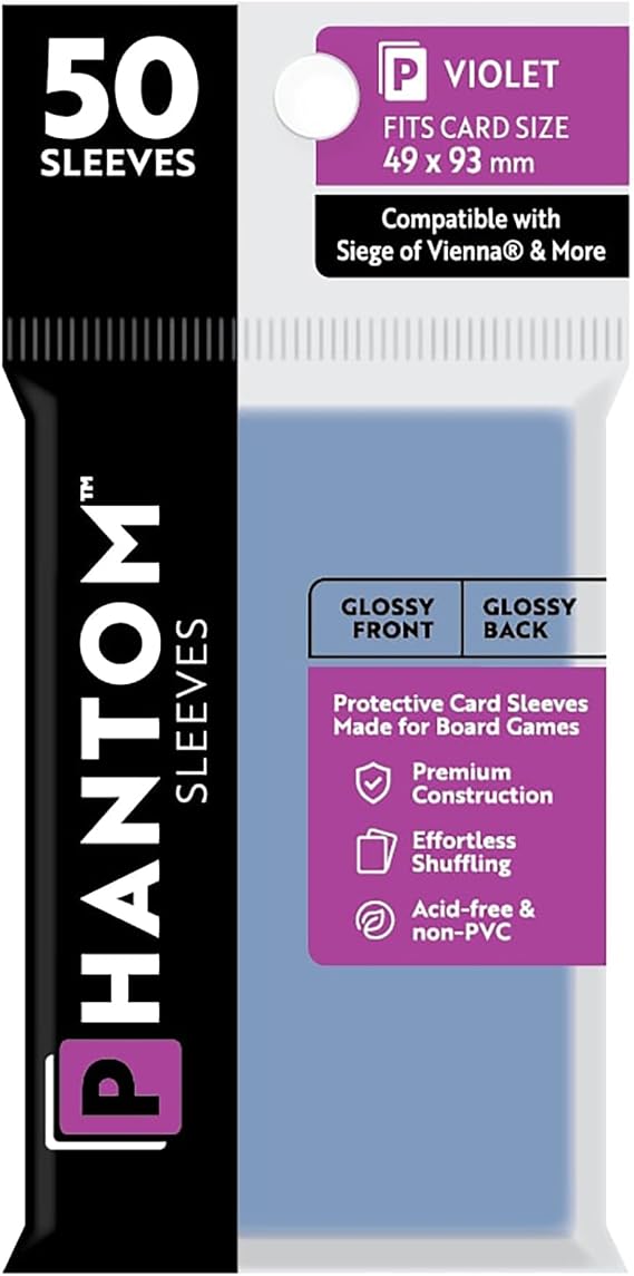 Phantom Sleeves Kol: Menekşe Boyut 49 x 93 mm: Parlak Ön/Arka - 50'li Paket - Masa Oyunları, Ticaret Kartları ve Kart Oyunları için Şeffaf Koruyucu Kart Kılıfları