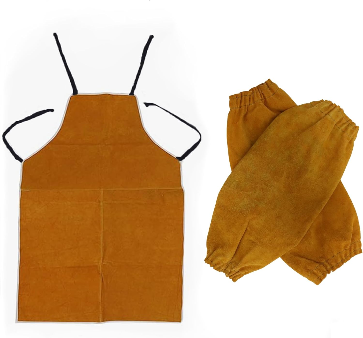 Tool Aprons,Leather Welding Apron,Leather Woodwork Apron,25.6x39.4in Insulation Protection For Men Women Heat Resistant Flame Retardant Work Shop Supplies（With a Pair Leather Welding Sleeves