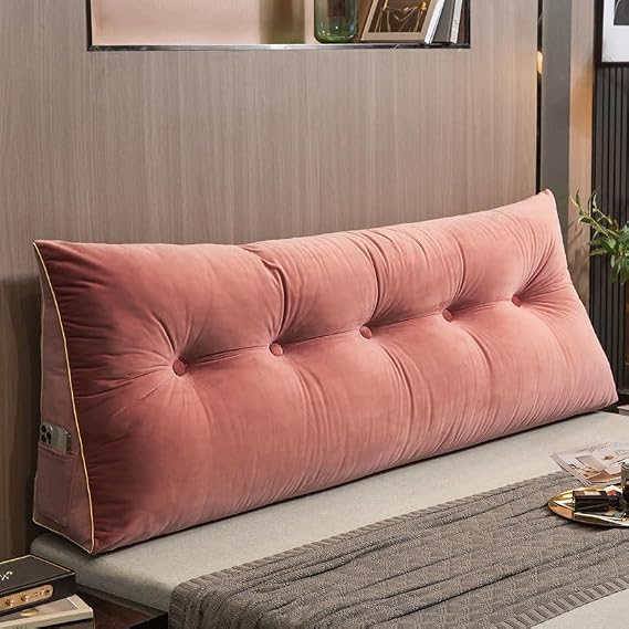 Triangular Wedge Cushion Headboard Reading Pillow Removable Headboard Low Corner Cushion,Bed Bedroom Positioning Support，Support For Bedroom Sofa Bed(60cm/23.6in,Red)