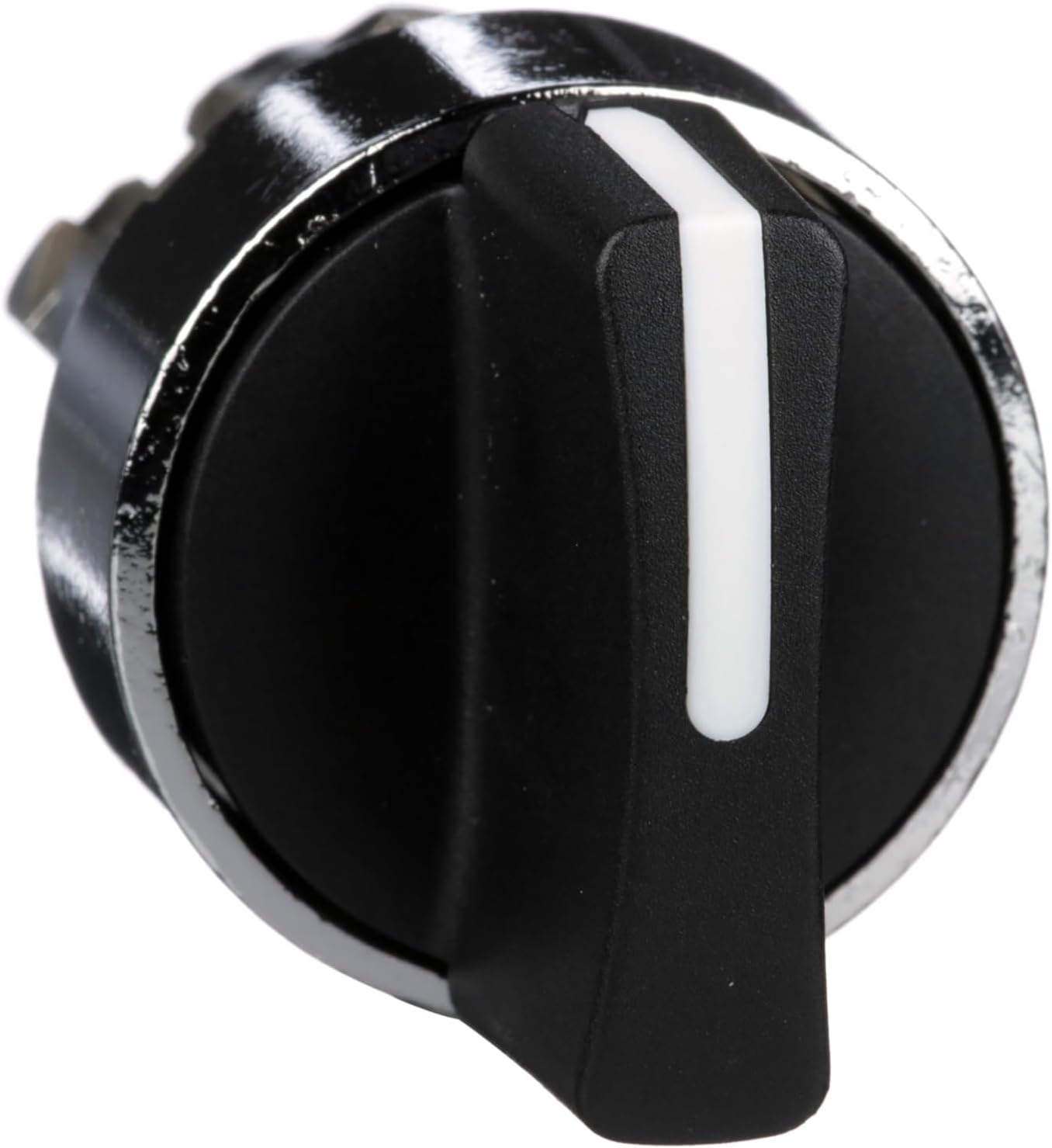 Schneider Electric ZB4BD2 Harmony XB4 Selector Switch Head, Chromium Plated Metal Bezel, Fits 22mm Diameter Cutouts, 2 Positions, Stay Put Operation, Black