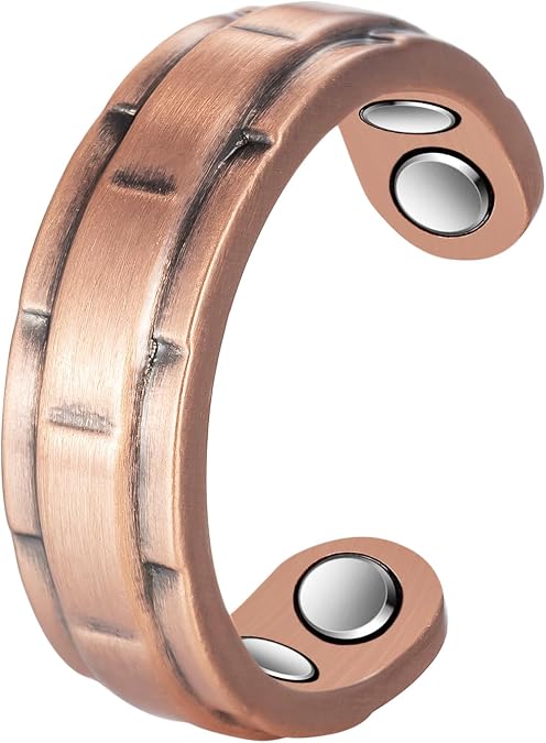 EnerCoppeX Copper Magnetic Ring for Women, Lymphatic Drainage Adjustable Ring, 3500 Gauss Magnet (G)