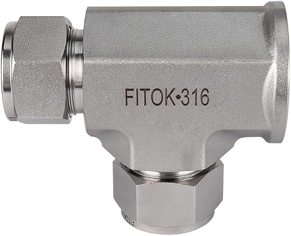 316 Stainless Steel Compression Fitting Female Run Tee 1/8" Tube OD x 1/8" Female NPT x 1/8" Tube OD, SS-TFT-FL2-NS2