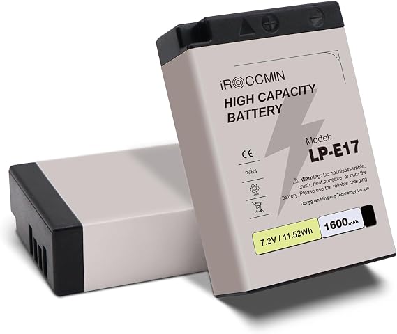 2-Pack LP-E17 1600mAh High Capacity Battery | Compatible with Canon EOS R50 RP R10 R8, Rebel T8i T7i T6i, SL2 SL3, EOS M3 M5 M6, 200D 77D 750D 800D Cameras