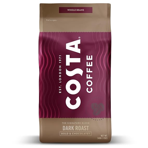 Costa Coffee Whole Bean Coffee, Signature Blend Dark Roast, 12 Oz Bag