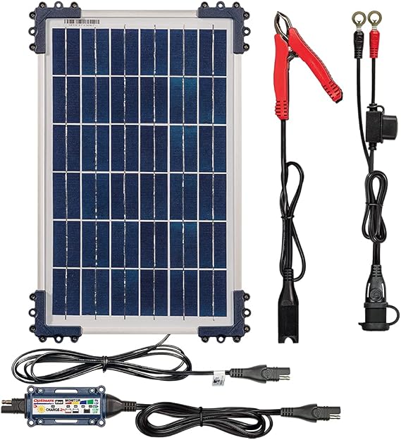 Tecmate Optimate Solar Duo + 10W Solar Panel, TM-522-D1, 6-Step 12V / 12.8V 0.83A Sealed Solar Battery Saving Charger & maintainer