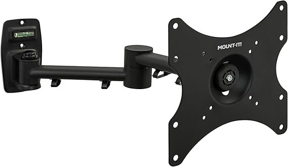 Mount-It! Full Motion TV Wall Mount Bracket for 13-42 Screens 18" Articulating Arm, Quick Release Plate, Tilt Swivel Rotate, Anti-Theft Lock, Single Stud Install, Supports 44 lbs, VESA 75200