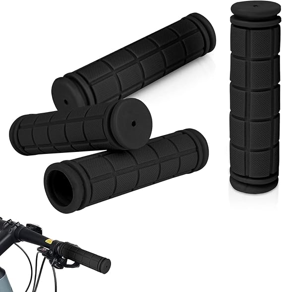 2 Pair Bike Handlebar Grips Soft Rubber Non-Slip Bicycle Handle Grips Black Bike Handlebars Universal Handle Cover for Bikes