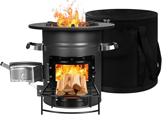Anbull Rocket Stove Portable Wood Stove for Backpacking,Camping, Survival Camping Stove- No Batteries or Liquid Fuel Canisters Needed with Portable Carry Bag