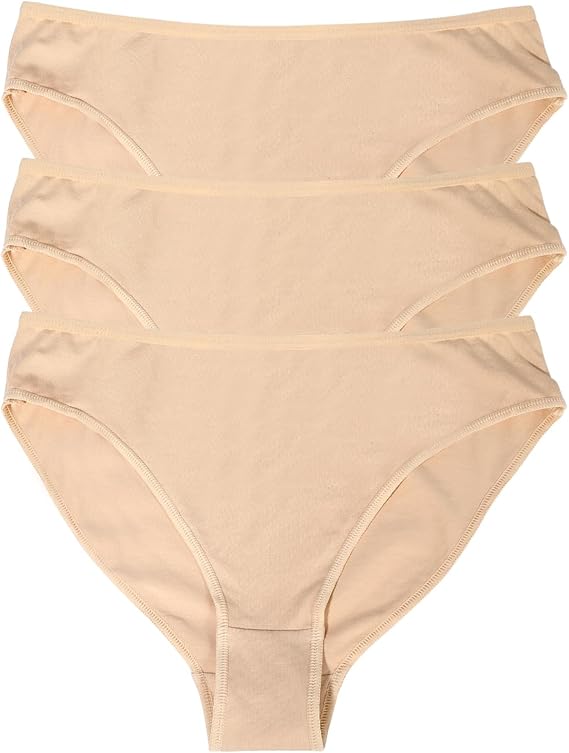Dance Underwear 3 Pack Ballet Briefs Girls Women Cotton Gymnastics High Cut | Seamless Beige Panties for Leotard, Kids