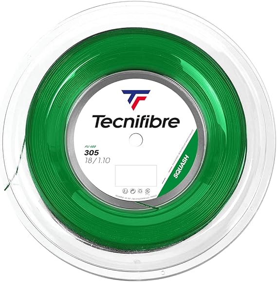 Tecnifibre 305 "Green Multifilament Squash String - Best in Class Combination of Control, Ball Feel, and Power - 18g/1.10mm; 17g/1.20mm, (Sets and Reels Available)