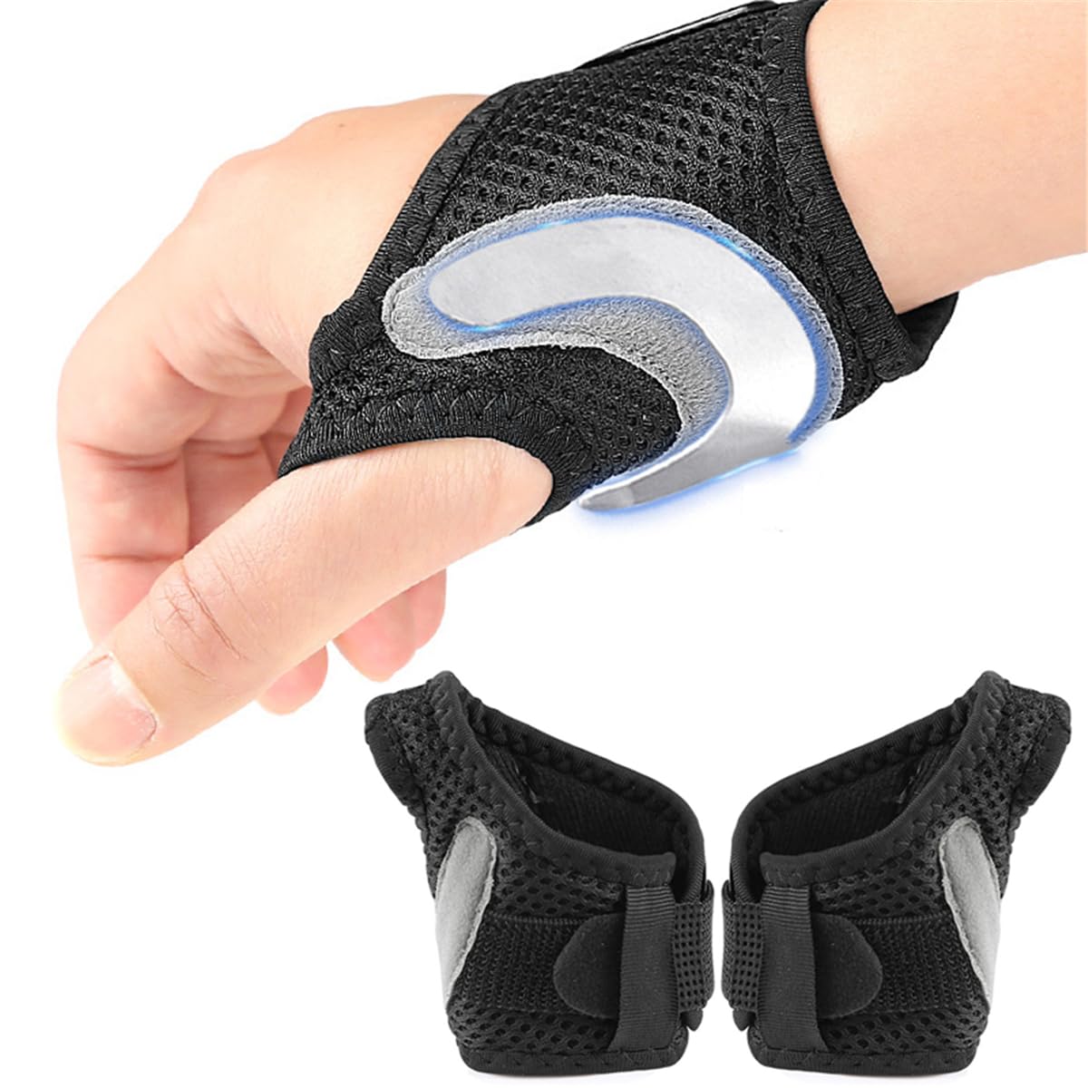 Thumb Wrist Support Brace, CMC Joint Thumb Arthritis Brace with Aluminum Insert, CMC Joint Stabilizer for Arthritis Pain Relief, Osteoarthritis, Tendonitis, 1 Pair, Ambidextrous, Black