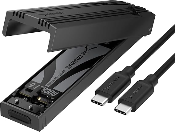 SABRENT USB C NVMe Enclosure, Tool-Free M.2 SSD Case for 2230-2280, 10Gbps USB 3.2 Gen 2 Adapter, Aluminum Cooling, External M.2 Drive Enclosure for NVMe SSDs EC-PNVO