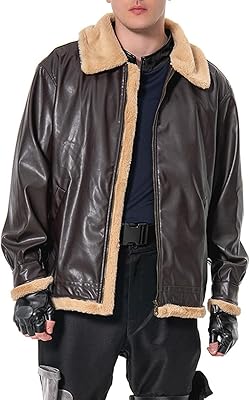 Adults Leon Cosplay Jacket Costume Kennedy Cosplay Coat Brown Leather Jacket for Halloween