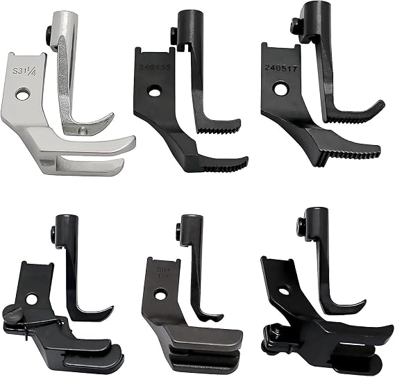 6Set Walking Presser Feet Replacement for JUKI DNU-1541 CONSEW P1206RB Singer 111G Brother B837 Sewing Machine Parts