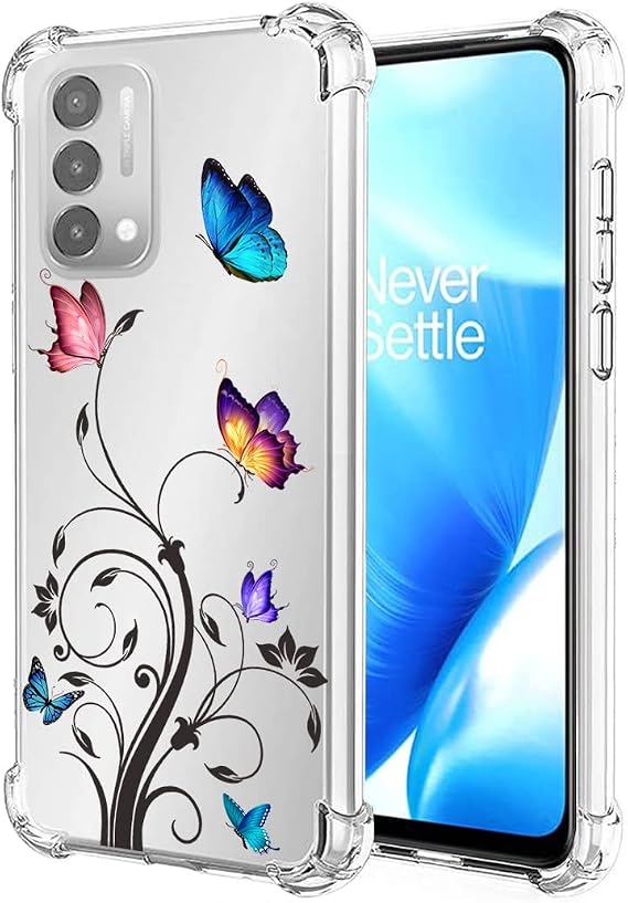Phone Case for OnePlus Nord N200 5G Case, OnePlus N200 DE2117 Case for Girls Women, Soft Clear TPU Protective Transparent Case Cover for OnePlus Nord N200 5G (Butterfly)