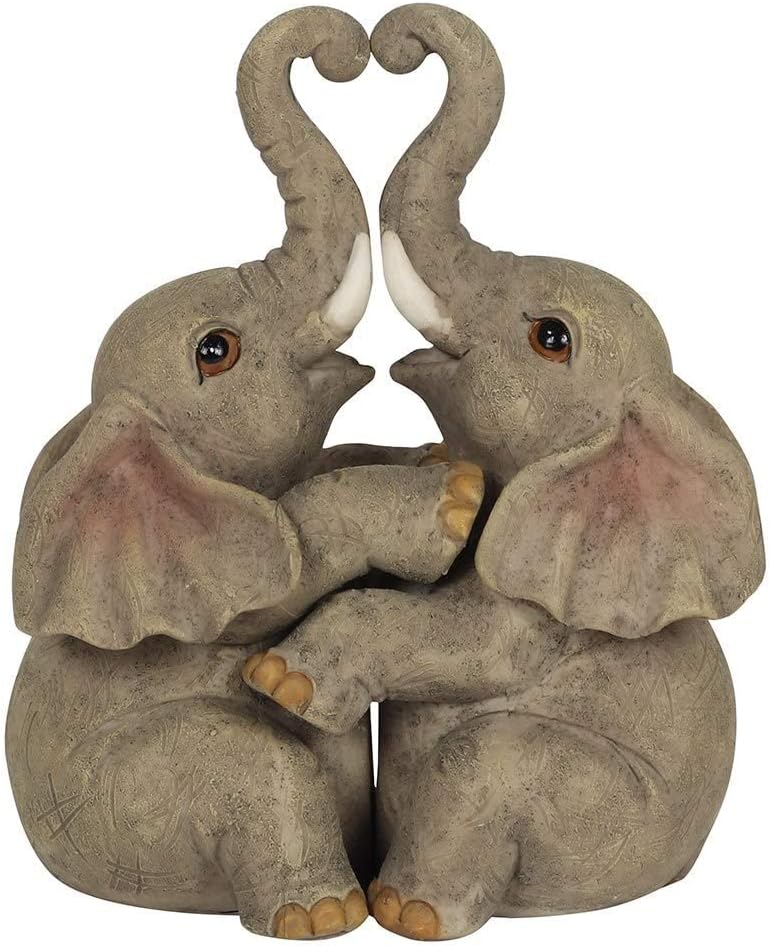 Something Different FO_66138 Elephant Embrace Couple Ornament | 2pcs. 250g, Grey
