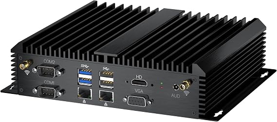 Thdeukoty Mini PC i3-8130U Max 3.4Ghz Industrial Fanless Desktop Computer Windows 11 Pro, HTPC, 8G DDR4 RAM 256G SSD/COM/USB 3.0/4K/HDMI/VGA/2.5G LAN/Full Metal Case/Auto Power On