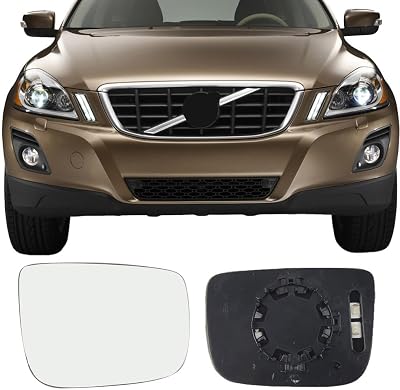 Passenger Side Mirror Replacement Glass for Volvo XC60 2010-2017,Backing Plate Power Heated Right Side View Mirror Glass for Volvo XC60 2010 2011 2012 2013 2014 2015 2016 2017