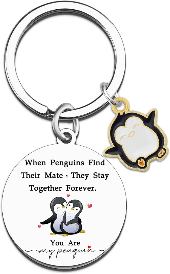 Penguin Keychain Gift for Husband Wife Romantic Gifts for Him