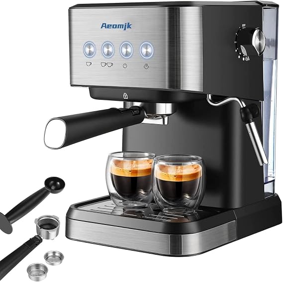 Coffee Machine, Espresso Machine, Home Semi-Automatic Coffee Maker, 110V Touch Screen, Steam Milk Whisk, Automatic Cleaning, 20 Bars, Perfect for Espresso Machine, Cafe, Home Office Black