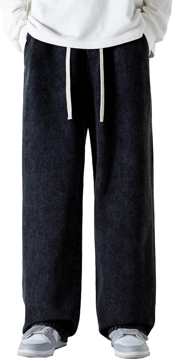 Men's Solid Comfort Stragiht Leg Jeans Washed Fashion Loose Fit Denim Pants Comfort Casual Outdoor Trousers
