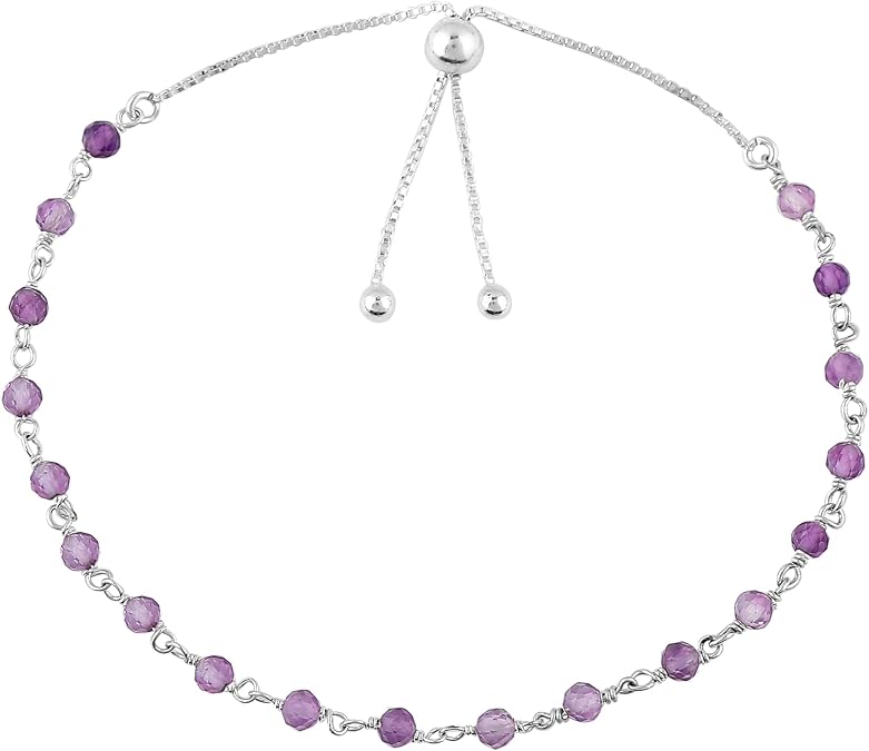 Genuine Multi Gemstone Rosary Beads Cluster Bolo Bracelet