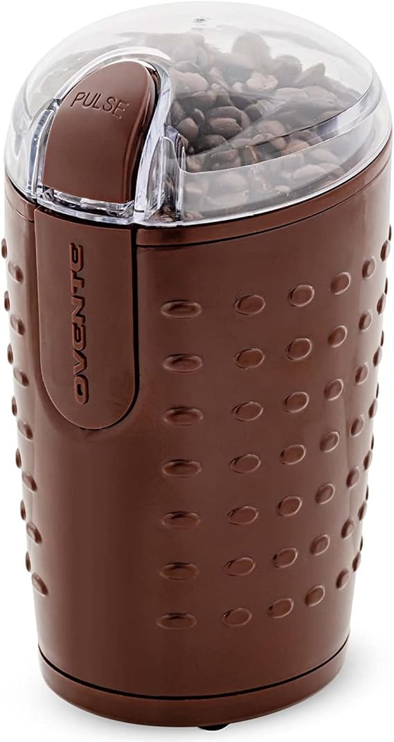 OVENTE Electric Coffee Grinder with One Touch Push-Button, Brown CG225BR