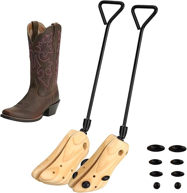 Unisex Pair of Professional Boot Stretcher Widener Shoe Stretcher,Wooden Cowboy Boots Tree for Wide Feet Women Men