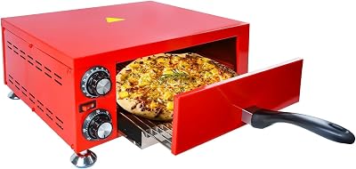 YOOKTEN Indoor Pizza Oven Countertop Electric 12 Commercial Stainless Steel Pizza Maker With 60 Minutes Timer, Red