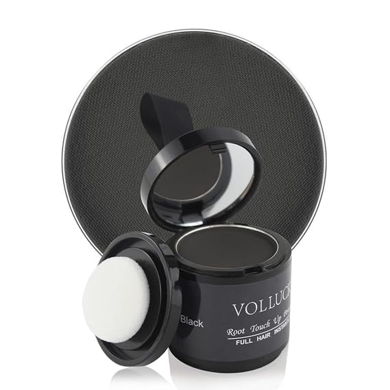 Root Touch up Powder, Instant Hairline Powder for Thinning Areas and Gray Hair Coverage, Natural and Non-greasy Root Cover up for Women and Men (Black, 0.35 Ounce)