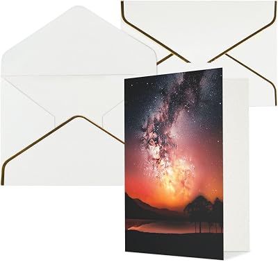 Glowing Sunset Starry Sky Thank You Card with Envelopes Greetings Cards for All Occasions Happy Birthday Wedding Thinking of You Card 4x6 Blank Note Cards