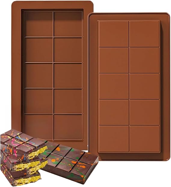 2Pcs Deep Chocolate Bar Molds, Silicone Moulds Large and Thick Chocolate Bar Molds for Filling Reusable Moulds for Baking for DIY Baking Candy Silicone Ice Cube Maker Thick Candy Moulds