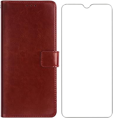 for Cubot Hafury Meet Wallet Case  Tempered Glass Screen Protector, Flip Folio Leather Cell Phone Cover with Credit Card Holder for Cubot Hafury Meet 6.67 - Brown