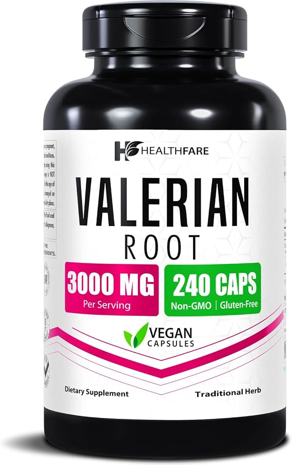 Valerian Root Capsules | 3000mg High Potency Extract | 240 Vegan Pills | Herbal Supplement for Relaxation & Sleep Support | Non-GMO, Gluten-Free, Made in USA