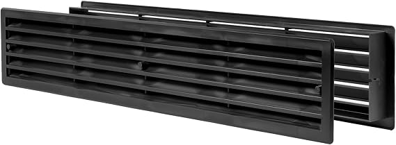 Vent Systems 18" x 4" Inch Black Louvered Two Sided Door Grille - Plastic Indoor Ventilation Cover - Intake Air Register for Interior Door Mounting - for Garage, Home Improvement