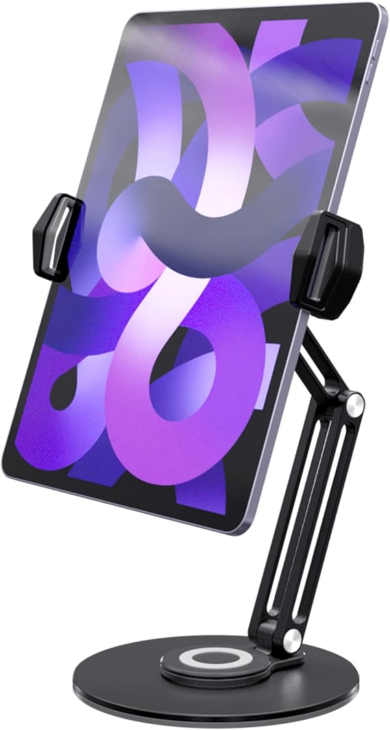 pzoz Retail Kiosk iPad Stand, 360Rotate POS Tablet Stand, Fits 6-12.9" iPad mini Pro-Business Supplies Swivel Tablet Holder for Store Cash Register Office Reception Kitchen Desktop Display