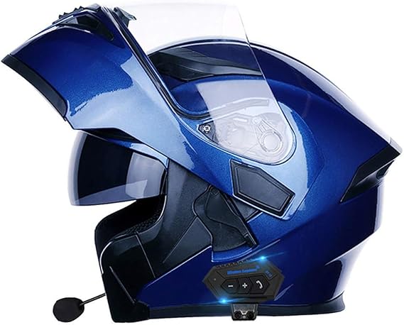 Bluetooth Integrated Modular Flip up Front Motorcycle Helmet Motorbike Crash Modular Helmet With Anti-Fog Dual Visors DOT/ECE Approved Noise Reducation for Men Women 54~63CM