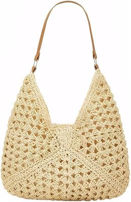 Straw Woven Hobo Bags for Women - Beach Travel Daily Use Shoulder Bag Handmade Tote Bag