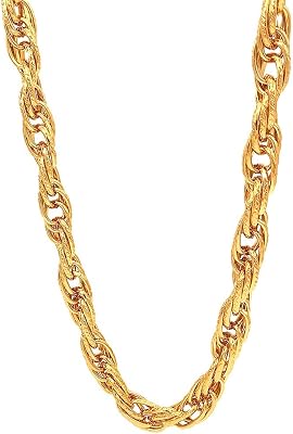 18k Gold Rope Chain 30 Long 13mm thick Big Chunky Hip Hop Gold Chains for Rapper Gangsta Rope Chain Waterproof and Tarnish-resistant Classic 80s 90s 00s Chunky Gold Chain Perfect for Costume Themed Parties and Daily Wear
