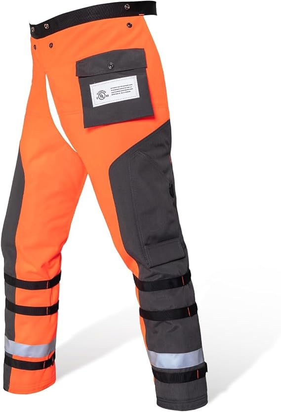 Chainsaw Chaps by UL Class A 8 Layers Technical Wrap Chainsaw Pants for Men Chainsaw Apron Orange Black