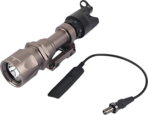 280 Lumens M951 Mini Scout Flashlight Torch Light,LED White Light Strong Flashlight,With Remote Pressure Switch Momentary Mode & Replaceable Mounting Tail Cap Base Constant Mode,For 20mm Rail,Tan