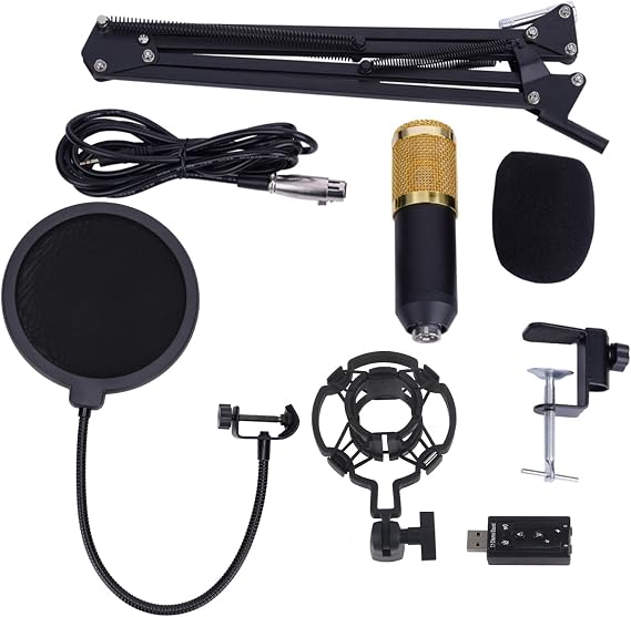 Ejoyous Condenser Microphone Set BM-800, Professional Computer PC Microphone Kit With Shock Mount and Mounting Clamp, for Studio Broadcasting Gaming Recording Streaming