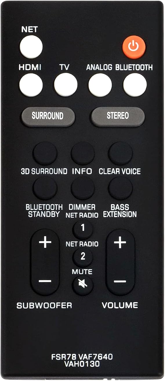 FSR78 ZV28960 VAF7640 VAH0130 Replaced Remote fit for Yamaha Front Surround